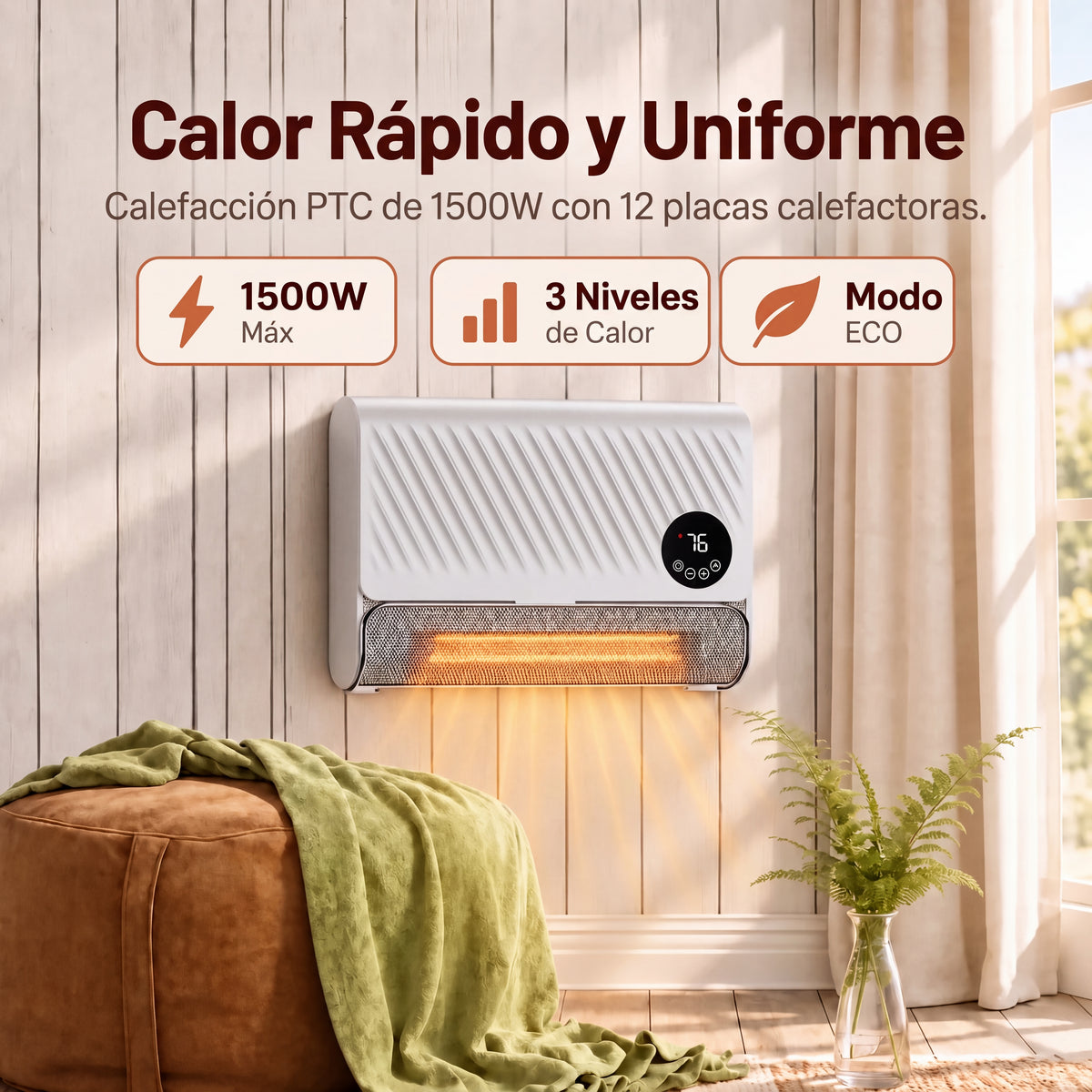 Calefactor Termostático CALOR O FRIO + MANDO A DISTANCIA